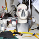 Mask on a mannequin head at Butcherei Lindinger